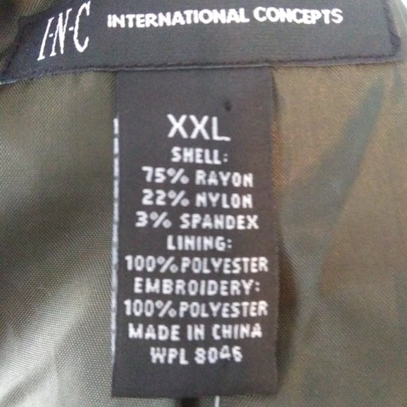 INC Floral Embroidered Trench Coat XXL NO BELT venetian moss green - Picture 4 of 15